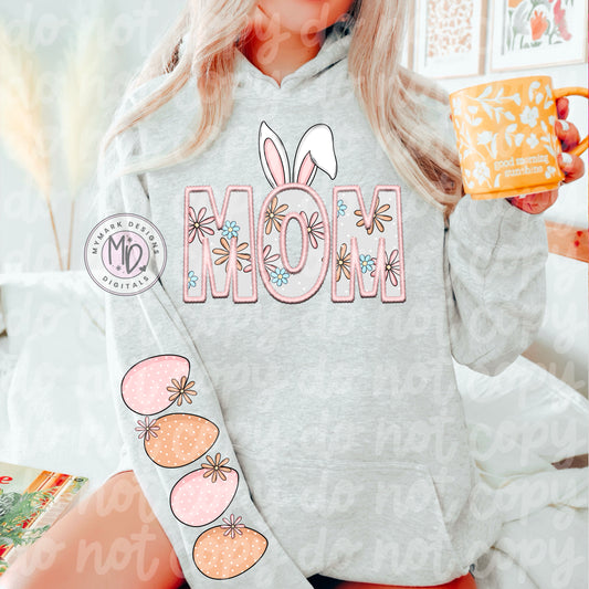 MOM  Bunny : Faux Embroidery : Sleeve Combo PNG