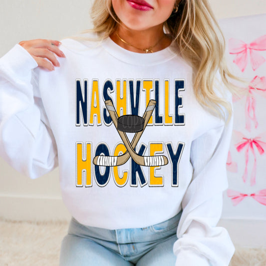 Nashville Hockey : Faux Embroidery : PNG