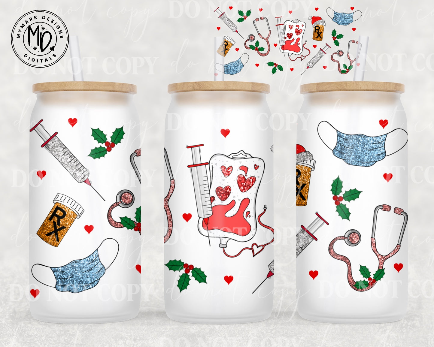 Christmas Nurse 16oz Wrap : PNG