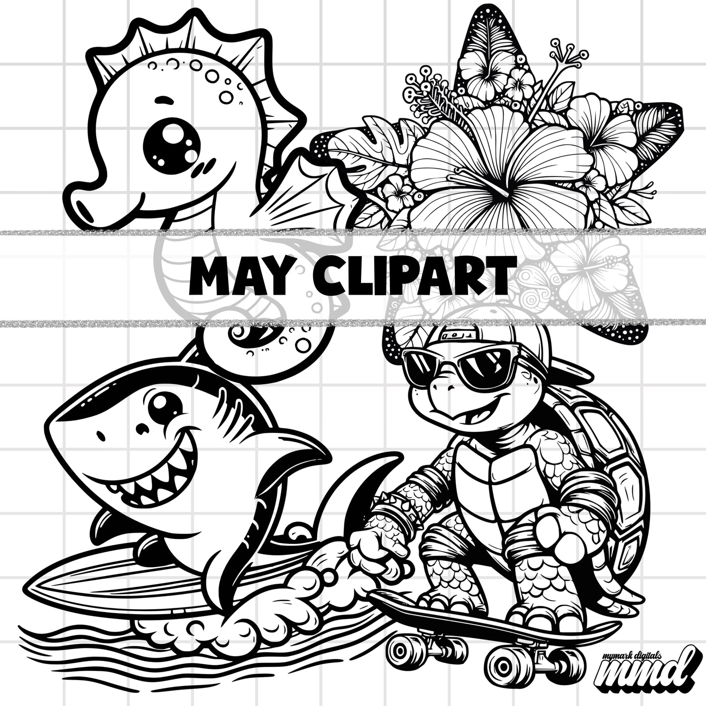 OUTLINE SUMMER CLIPART | May Clipart 25