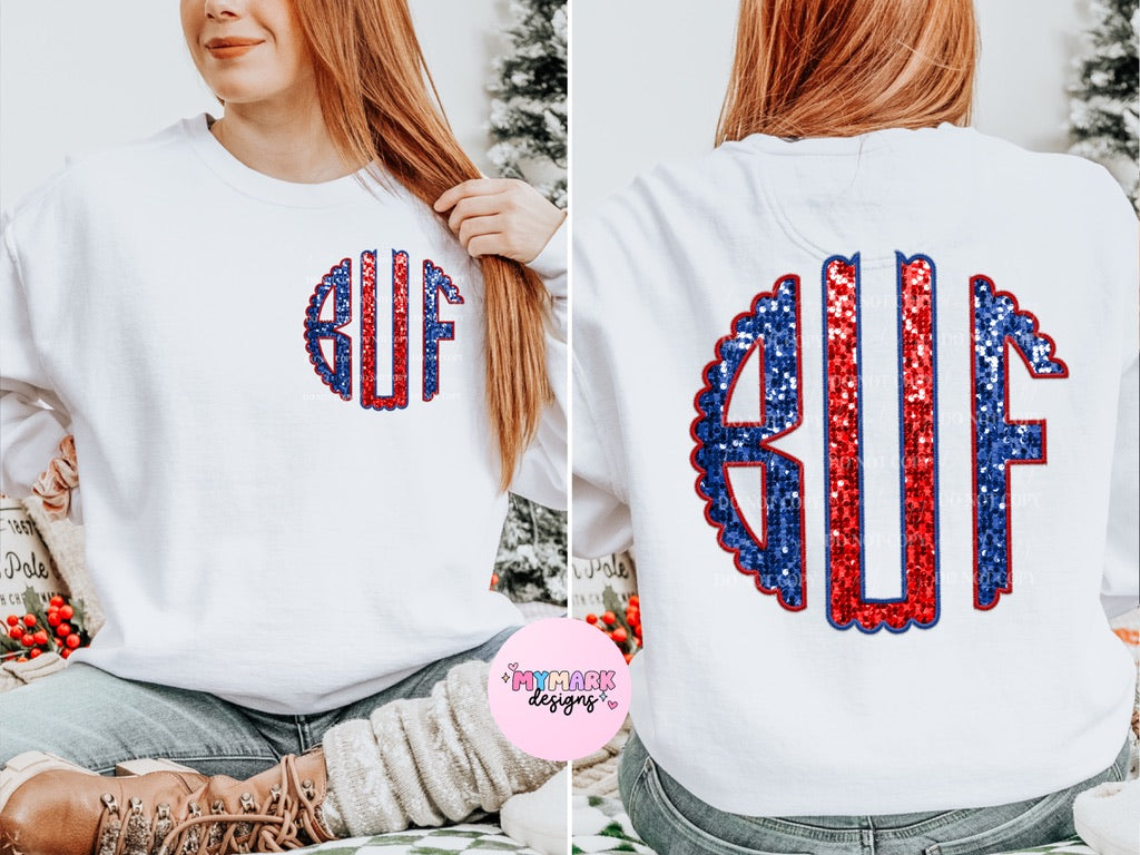 BUF Monogram : Faux Embroidery : PNG