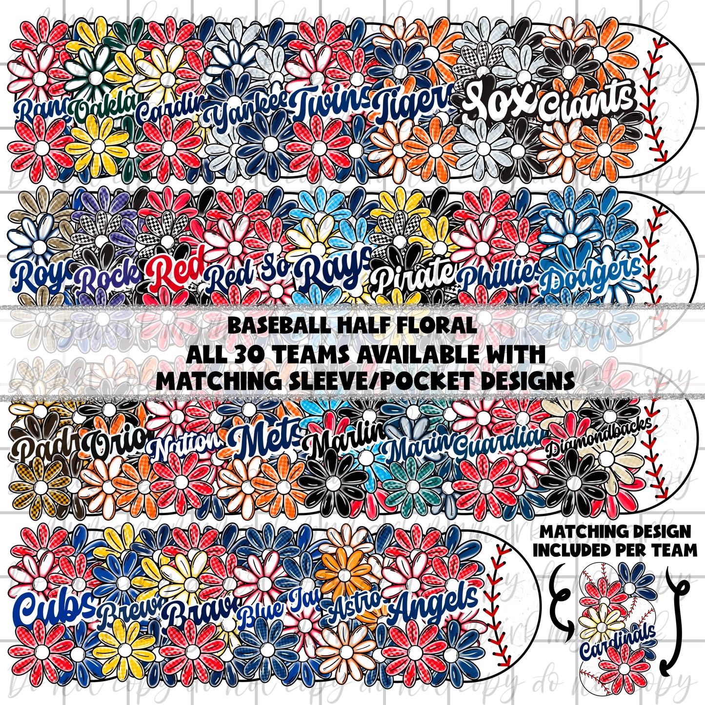 Baseball Half Floral : 2 PNGs | April 2025