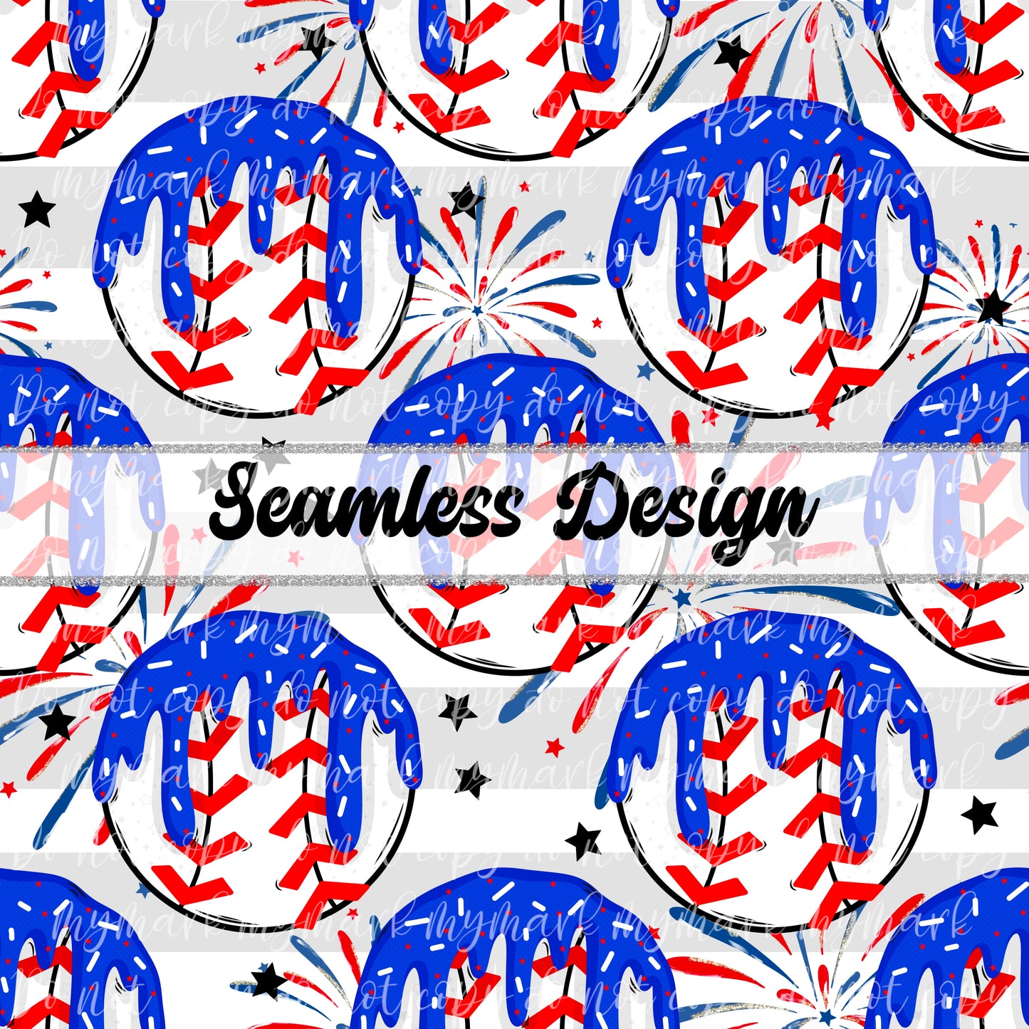 Patriotic Drip Baseball | Seamless Design | May 2025