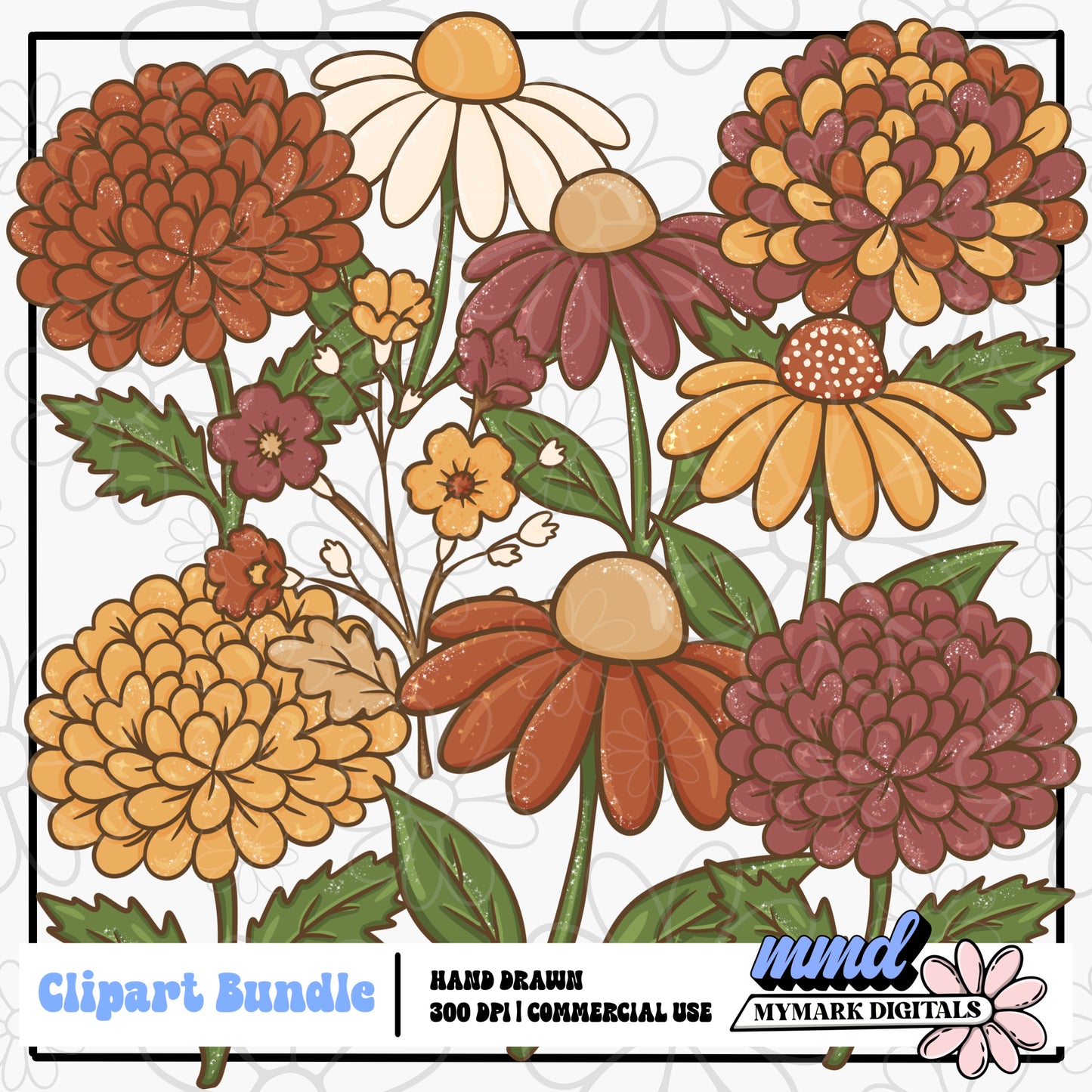 Classic Fall Floral Clipart (Website Exclusive)