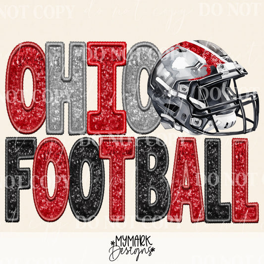 Ohio Football  :  Sequin mascot faux embroidery : PNG