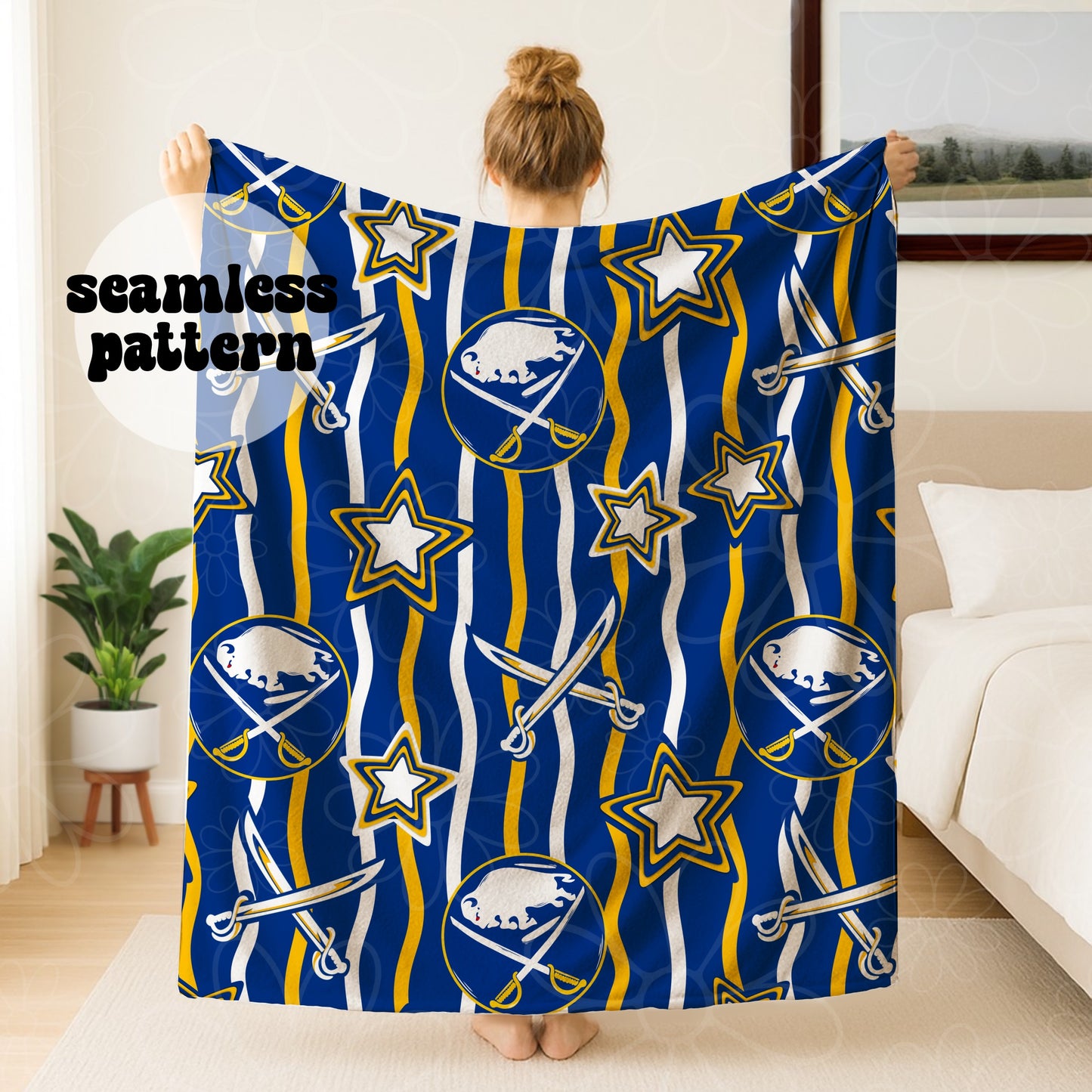 Buffalo Hockey Wavy Line Seamless | Repeating Pattern