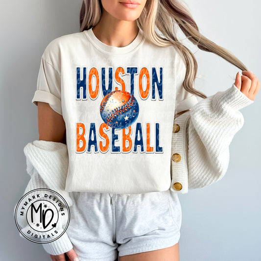 Houston Baseball : Faux Embroidery : PNG