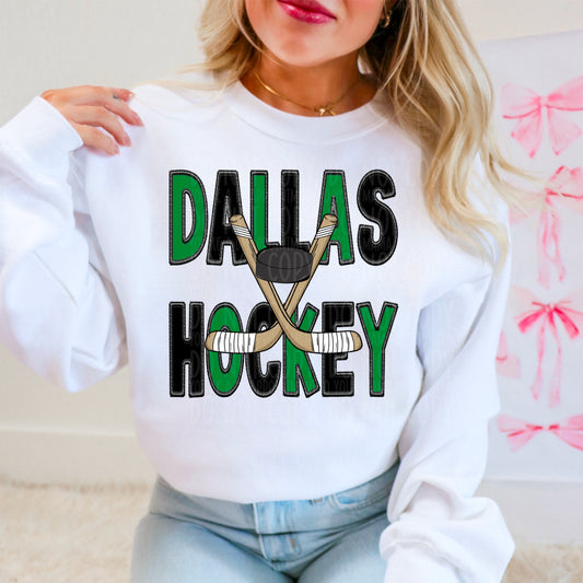 Dallas Hockey : Faux Embroidery : PNG