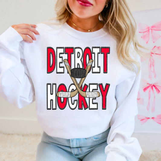 Detroit Hockey : Faux Embroidery : PNG