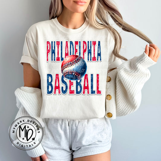 Philadelphia Baseball : Faux Embroidery : PNG