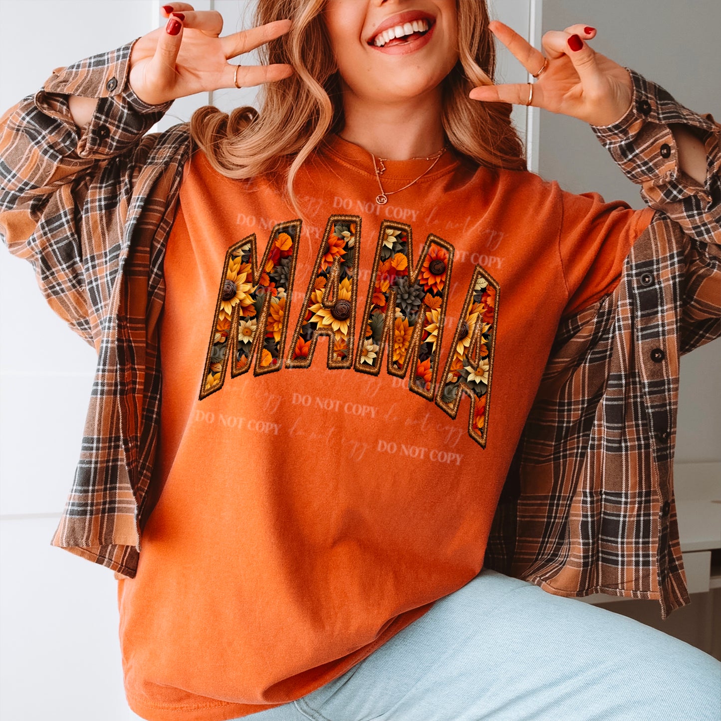 MAMA | FALL FLORAL | Faux Embroidery : PNG