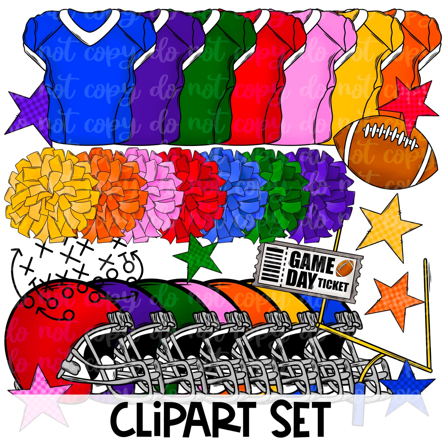 FOOTBALL THINGS CLIPART - Hand drawn | February Clipart 25
