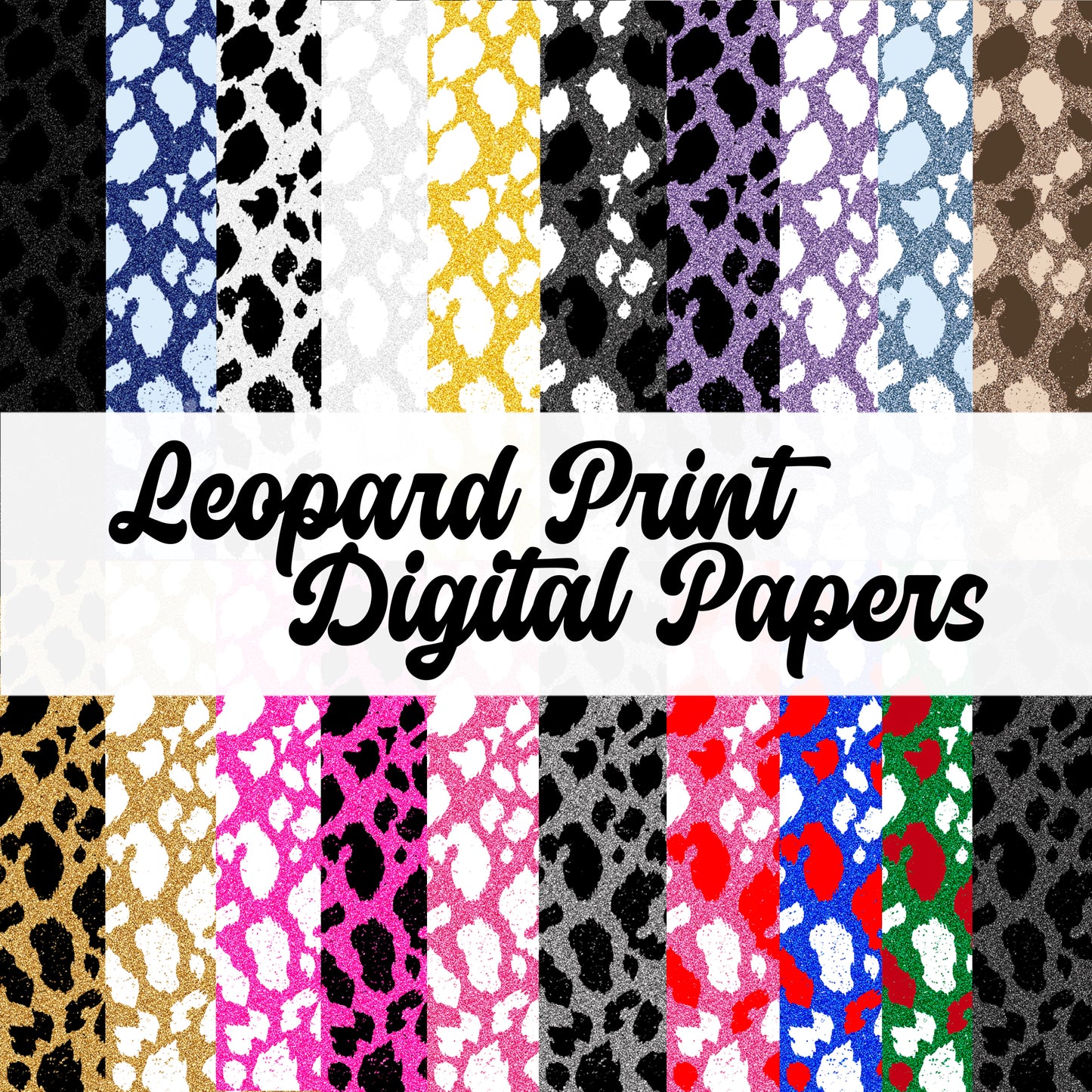 Glitter Leopard Print Digital Paper Bundle | 20 papers included