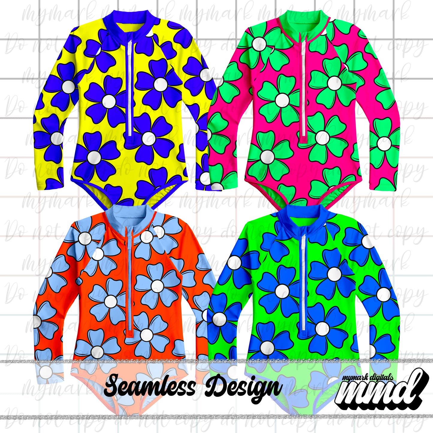Swim Safe Floral Bundle | 4 Color Ways | Seamless Design | March 2025