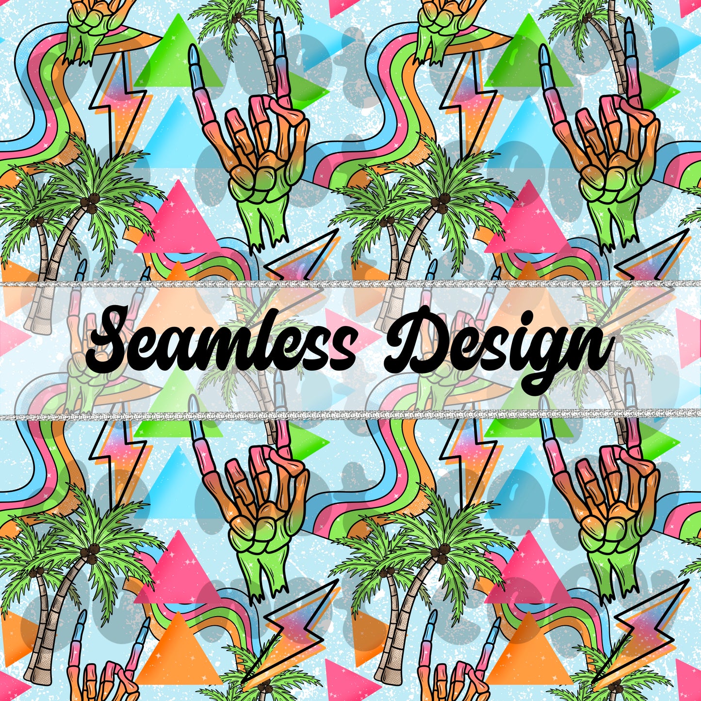 Neon Summer Vibes : Seamless Pattern : PNG