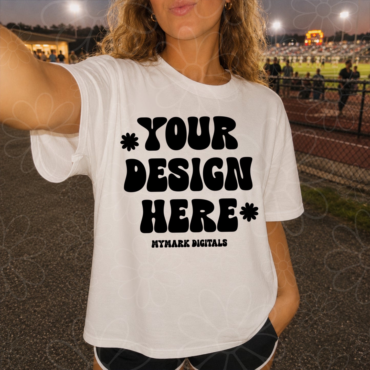 White Gildan 5000 Tee Mock Up | Friday Night Lights Mockup | Athletic Selfie Mock