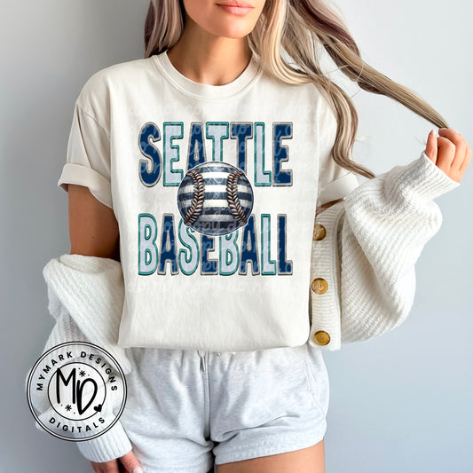 Seattle Baseball : Faux Embroidery : PNG