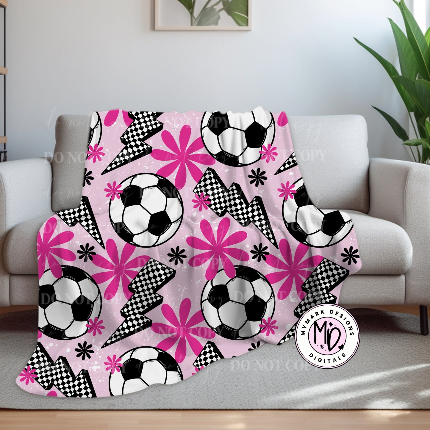 Soccer : pink Girly Bolt : Seamless Design