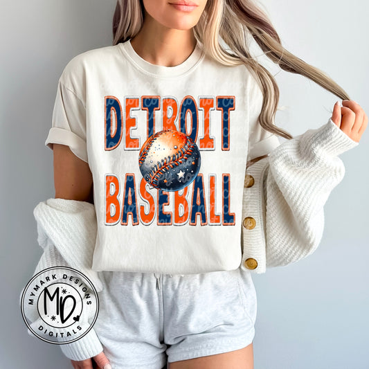 Detroit Baseball : Faux Embroidery : PNG