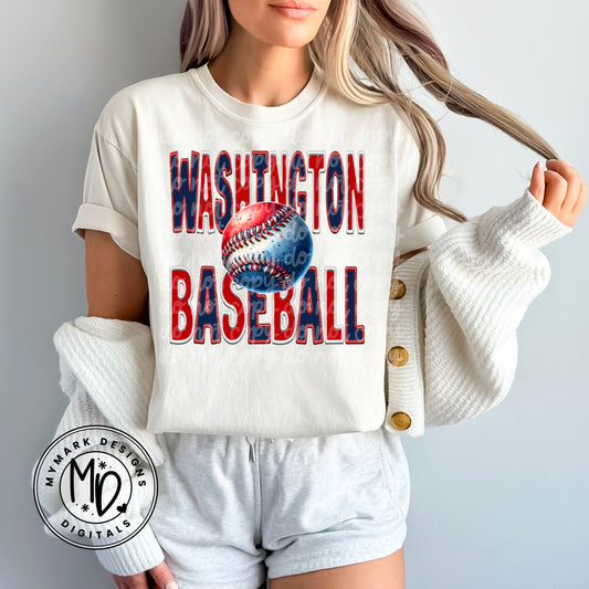 Washington Baseball : Faux Embroidery : PNG