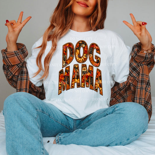 DOG MAMA | FALL FLORAL | Faux Embroidery : PNG