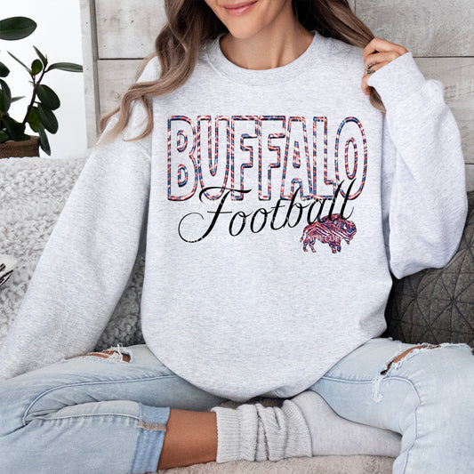 Buffalo football zubaz :  Sequin Faux Embroidery : PNG