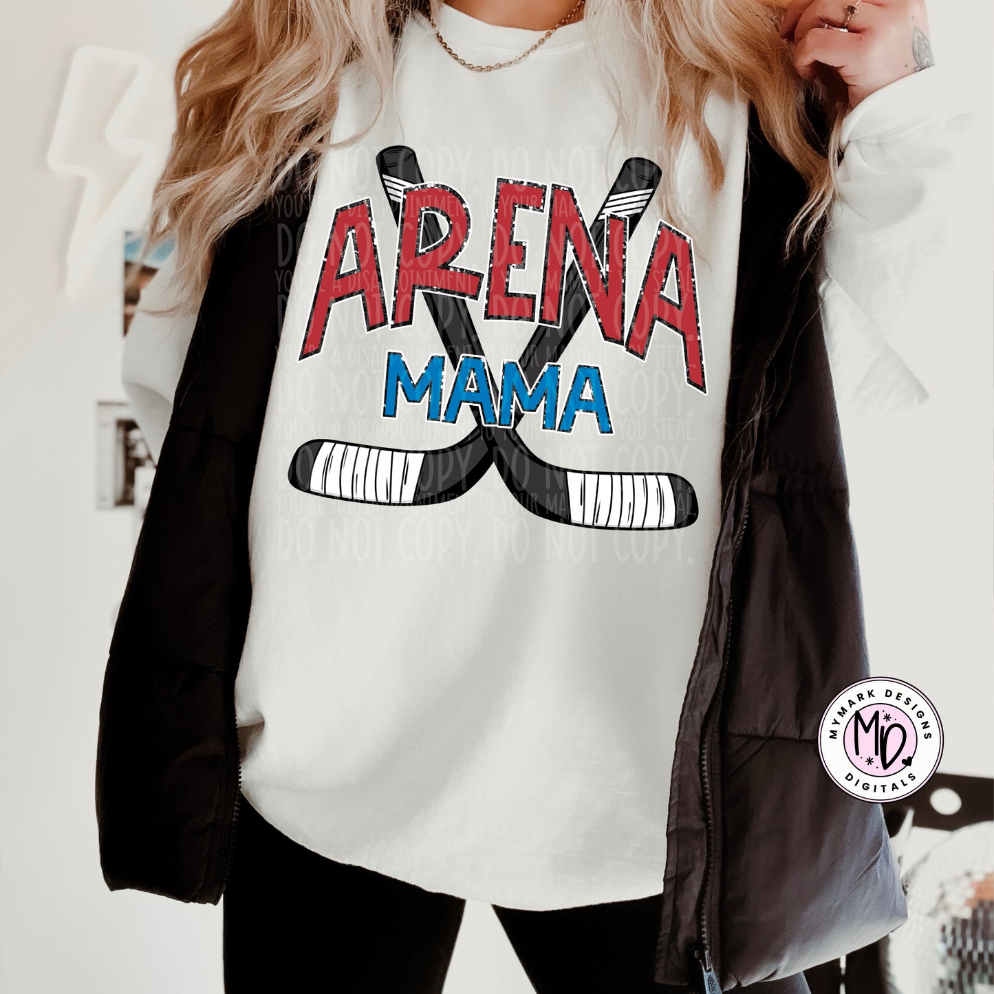 Arena Mama : Hockey Mom : Faux Sequin : PNG : Digital Download