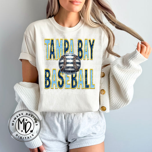 Tampa Bay Baseball : Faux Embroidery : PNG
