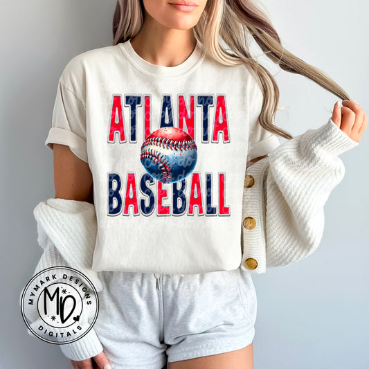 Atlanta Baseball : Faux Embroidery : PNG