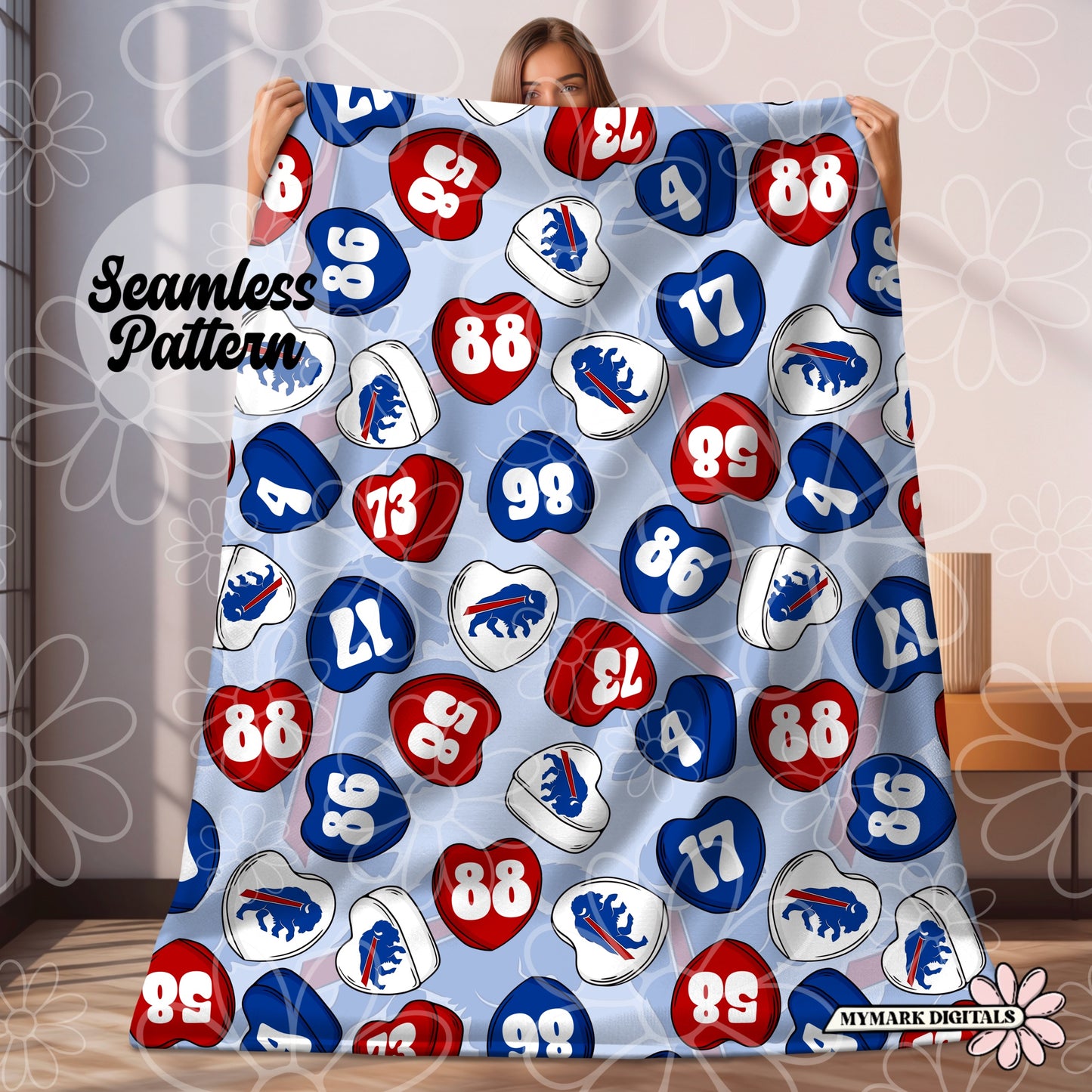 Conversation Hearts Buffalo Players Seamless