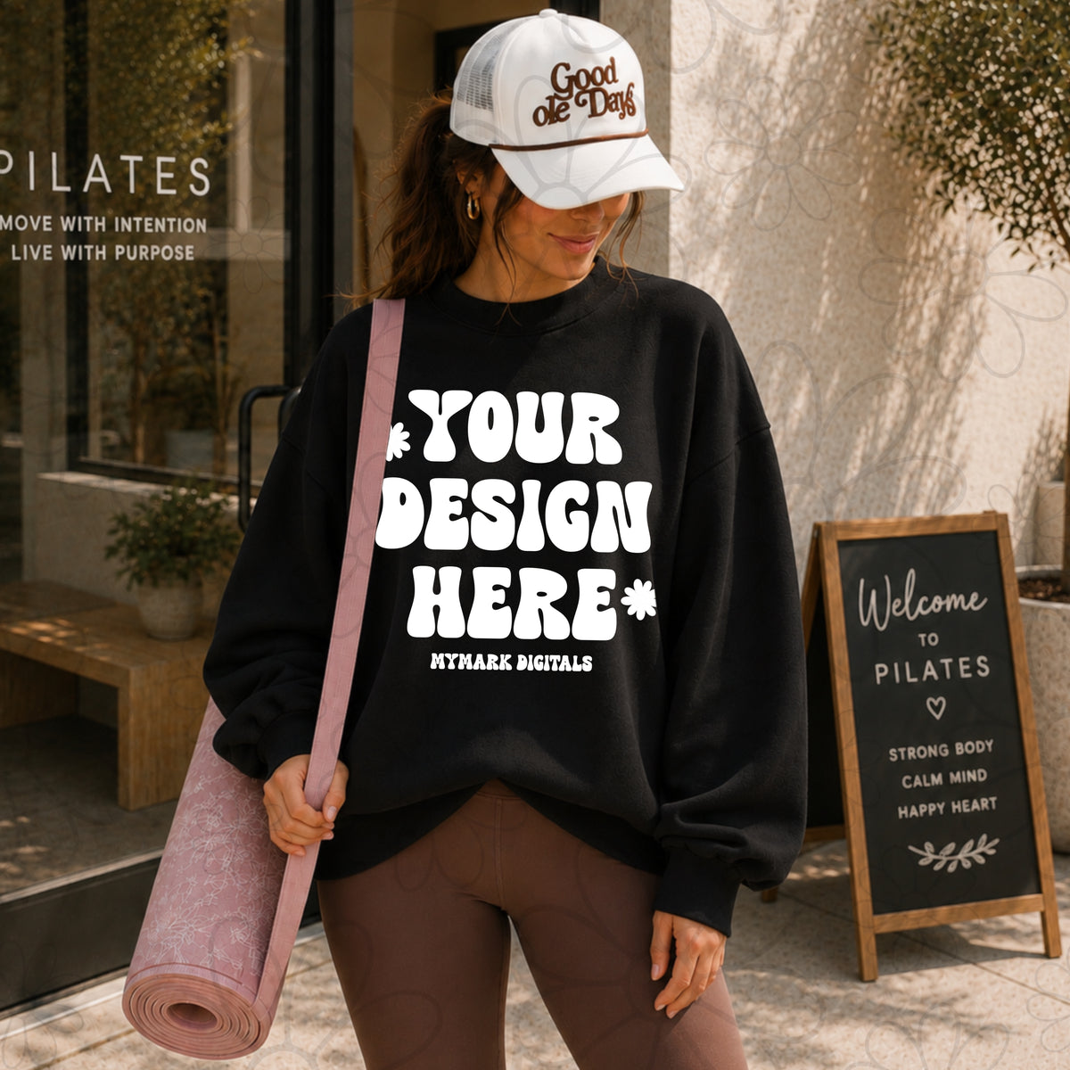 Gildan 18000 Black Crewneck Sweatshirt Mock Up | Workout Mockup | Pilates Mock