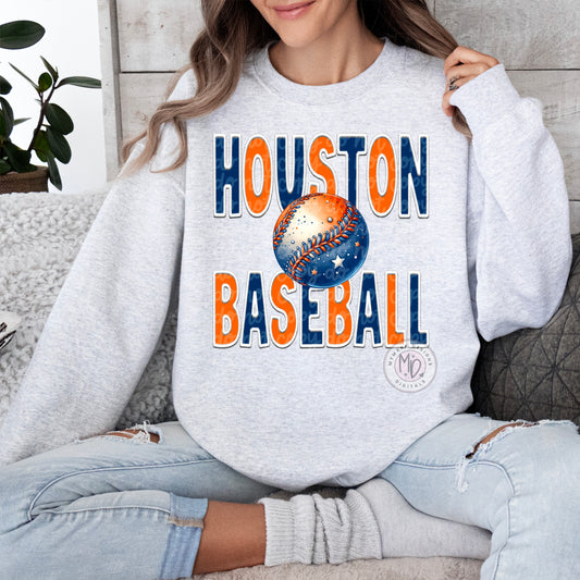 Houston Baseball : Faux Embroidery : PNG