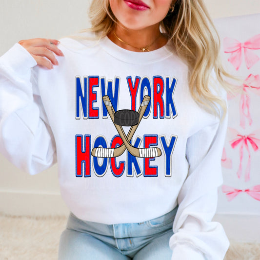 New York Hockey : Faux Embroidery : PNG
