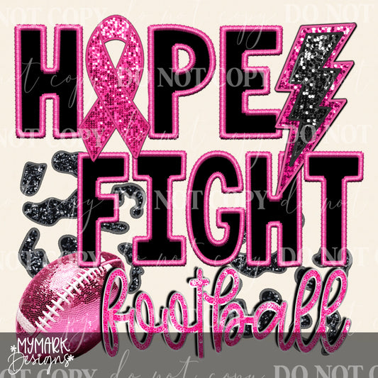 Hope, Fight, Football : Breast Cancer Awareness : PNG