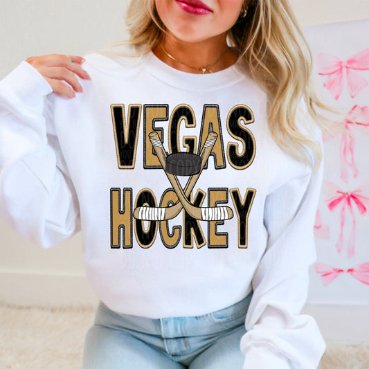 Vegas Hockey : Faux Embroidery : PNG