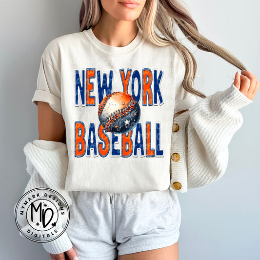 NYM Baseball : Faux Embroidery : PNG