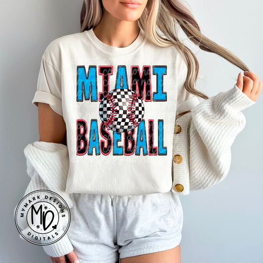 Miami Baseball : Faux Embroidery : PNG