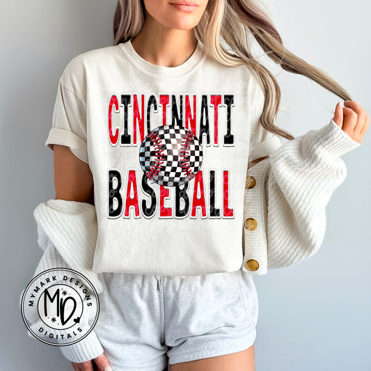 Cincinnati Baseball : Faux Embroidery : PNG