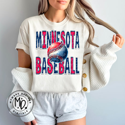 Minnesota Baseball : Faux Embroidery : PNG