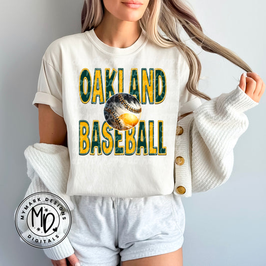 Oakland Baseball : Faux Embroidery : PNG