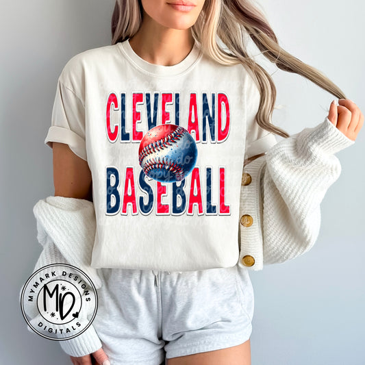 Cleveland Baseball : Faux Embroidery : PNG