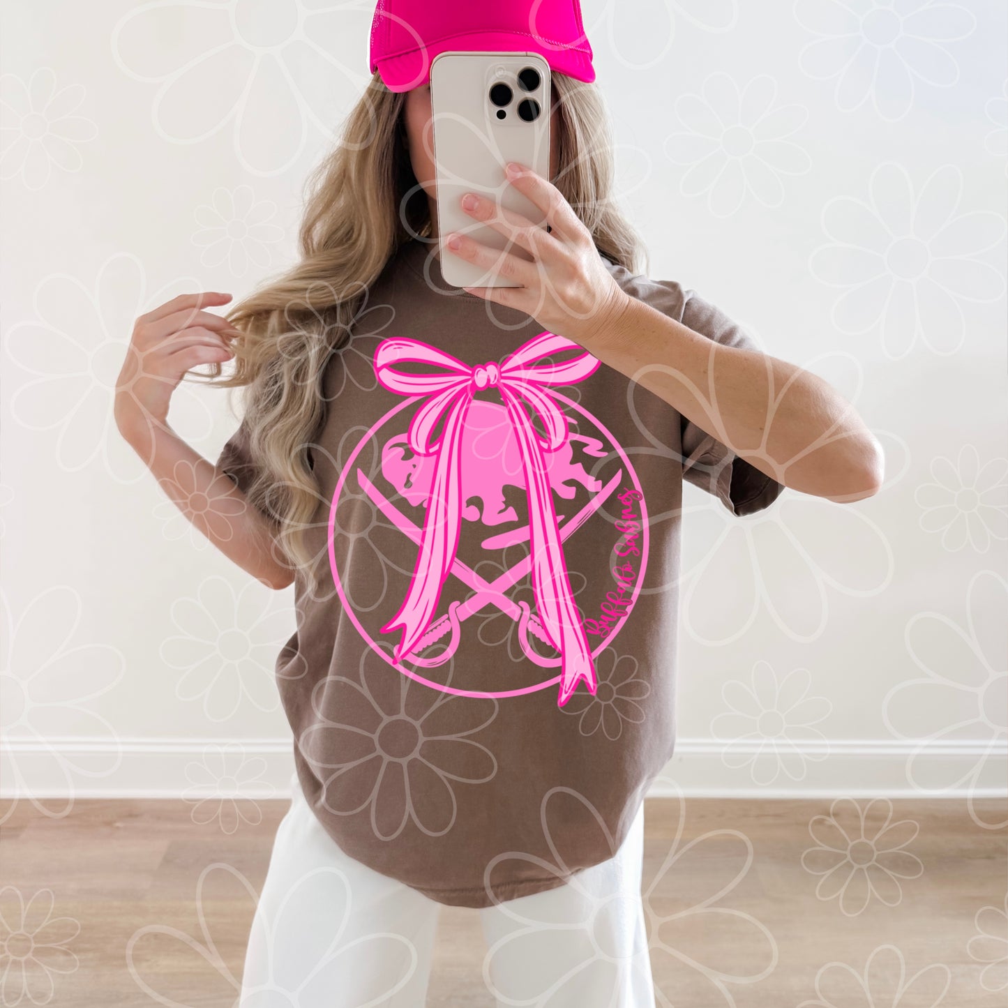 Girly Pink Bow Buffalo Hockey | PNG | multiple colorways