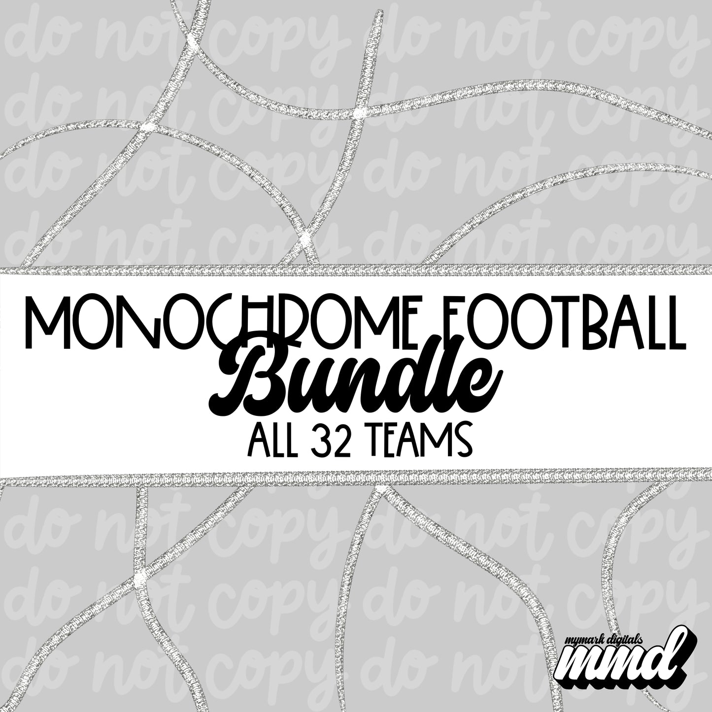 MONOCHROME | Faux Glitter/Embroidery | 32 Football Teams| PNG | Jan 2025