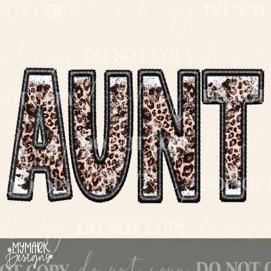 Aunt | leopard | Faux Embroidery : PNG