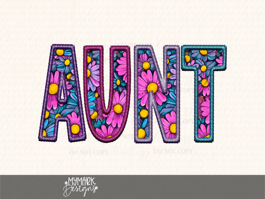 Aunt Floral Embroidery : PNG