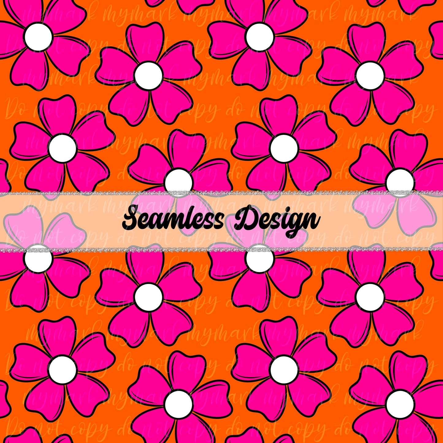 Swim Safe Neon Orange Floral | Seamless Design | March 2025