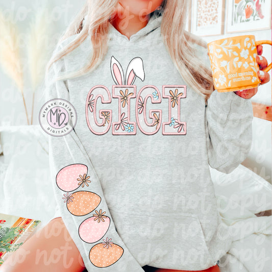 GIGI Bunny : Faux Embroidery : Sleeve Combo PNG