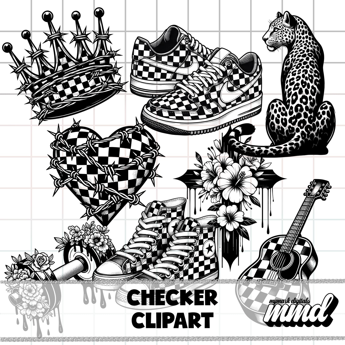 CHECKER CLIPART - Single Color | March Clipart 25