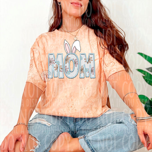 MOM  Bunny : Faux Embroidery : Sleeve Combo PNG