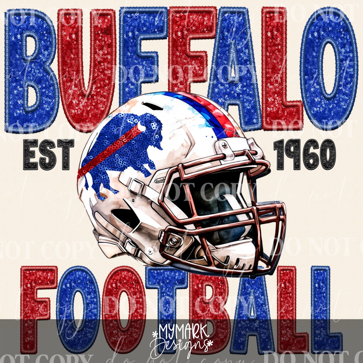 Sequin Buffalo Football 1960 : Buffalo : PNG